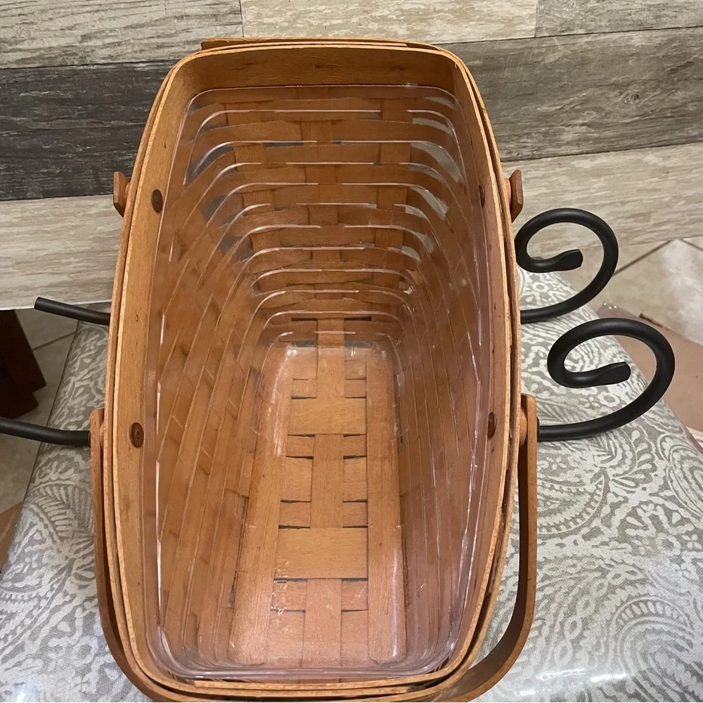 New Vintage LONGABERGER  LARGE Iron SLEIGH BASKET with plastic protector 1994‎